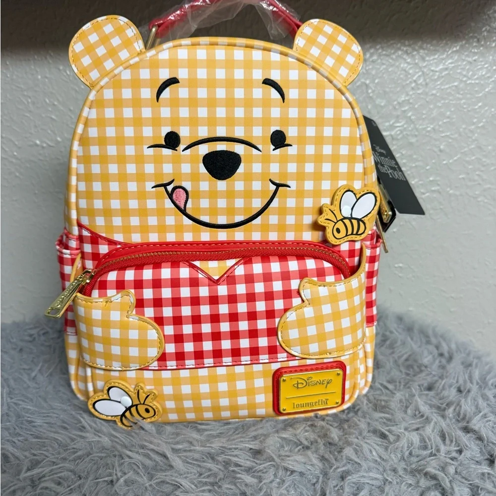 Disney Yellow & Red Gingham Winnie the Pooh Kids Backpack